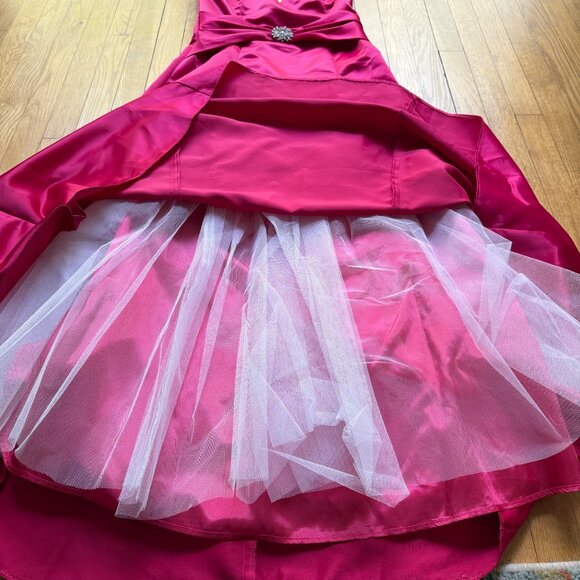 Vintage Jessica McClintock Gunne Sax Size 11/12 Fuchsia Satin Halter Y2K Gown - Picture 11 of 16
